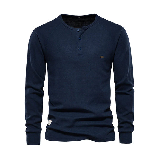 Heren Overhemd Lange Mouwen Ronde Hals Comfy Stijl - StudioMarella