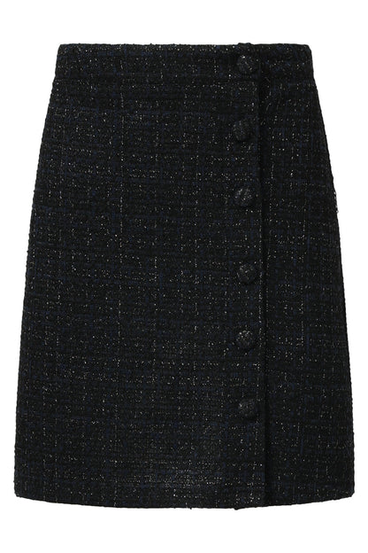 Navy Ruittextuur | Lange Dames Rok Uitlopend 5