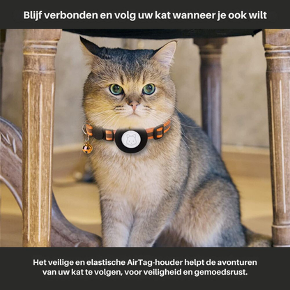 Veiligheidskat Halsband met Reflecterende Strepen en Snelsluiting | GPS Tracker Houder
