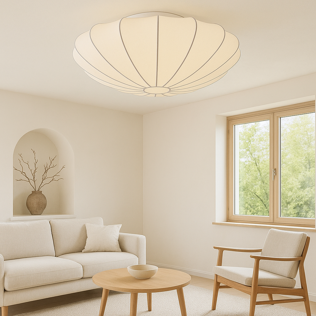 Nelson plafondlamp zijdevezel 3000K wit woonkamer slaapkamer cocoon design Japandi verlichting