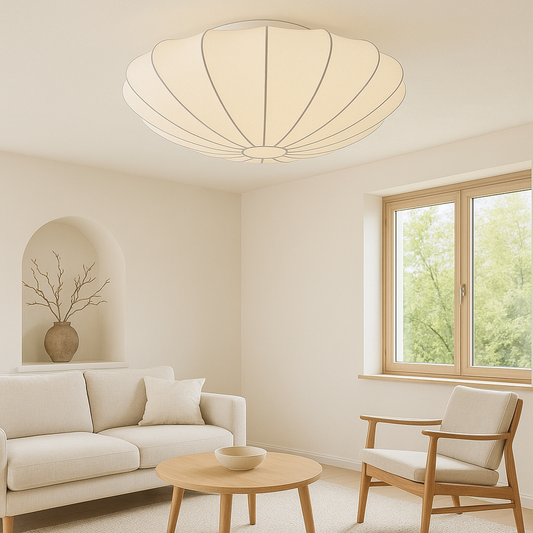 Nelson plafondlamp zijdevezel 3000K wit woonkamer slaapkamer cocoon design Japandi verlichting