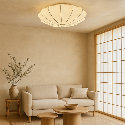 Nelson plafondlamp zijdevezel 3000K wit woonkamer slaapkamer cocoon design Japandi verlichting