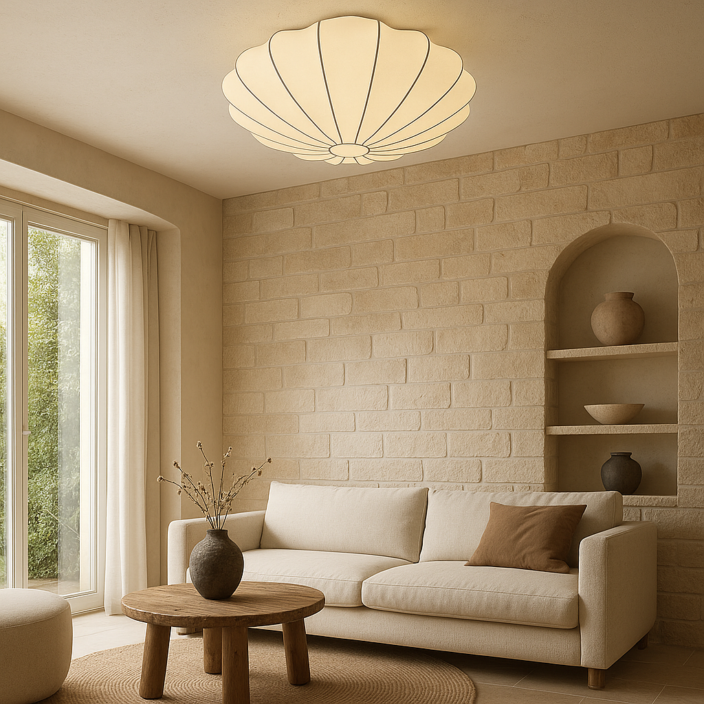 Nelson plafondlamp zijdevezel 3000K wit woonkamer slaapkamer cocoon design Japandi verlichting