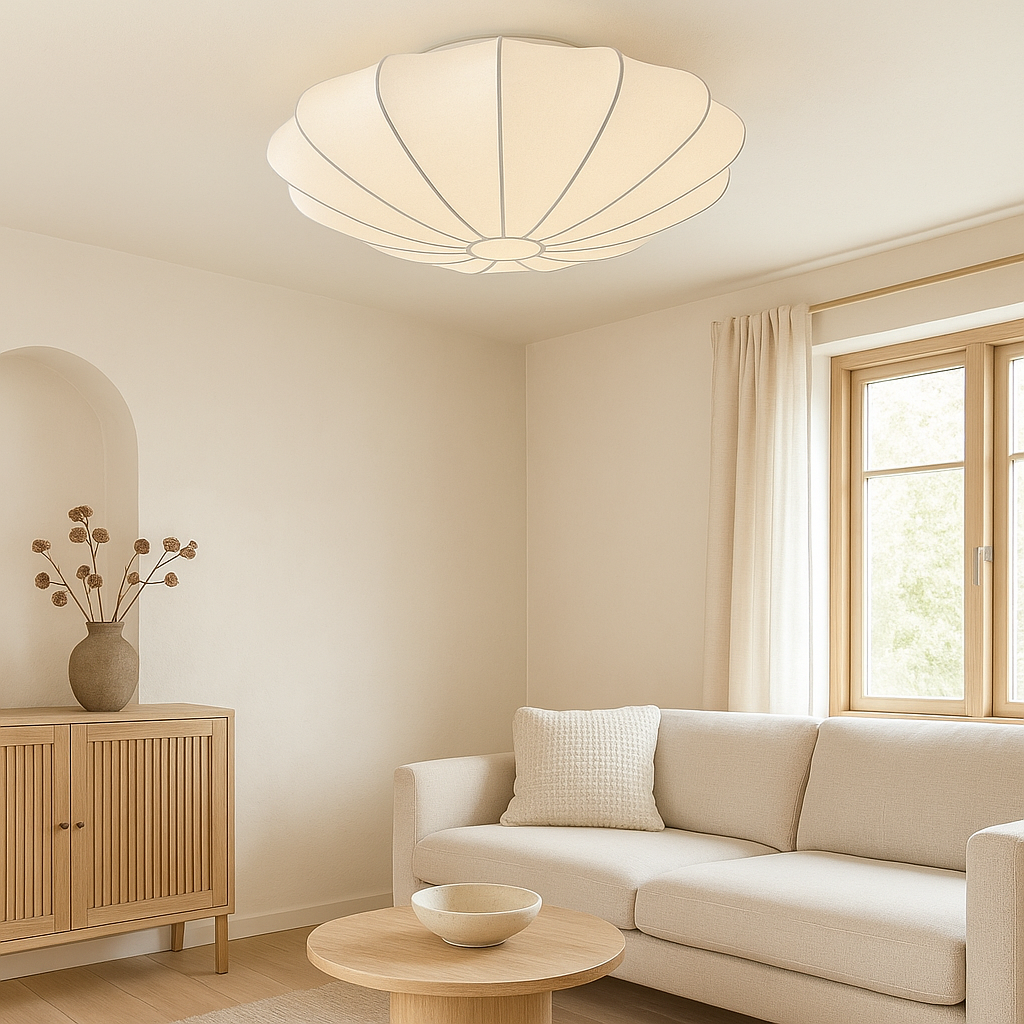 Nelson plafondlamp zijdevezel 3000K wit woonkamer slaapkamer cocoon design Japandi verlichting