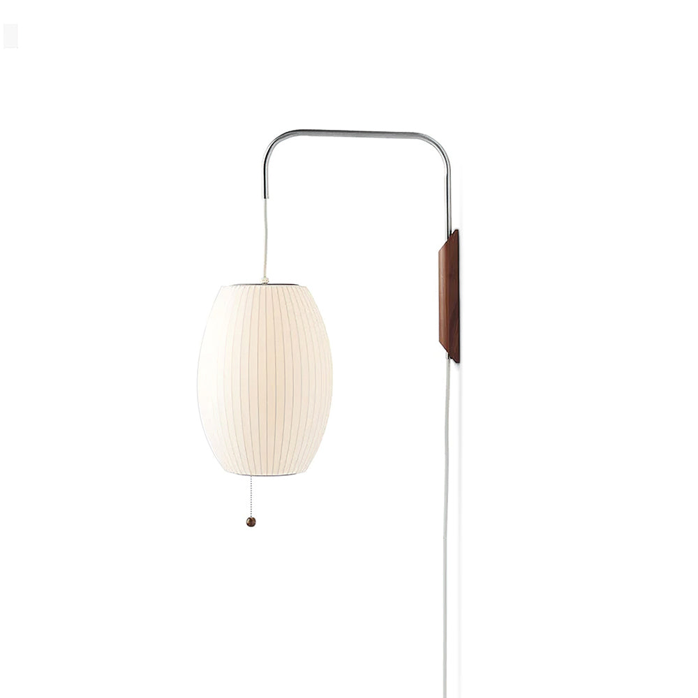 Wandlamp Nelson Bubble Polymeer Staalwire Walnoot Wit Mid-Century E27 4 Vormen Slaapkamer
