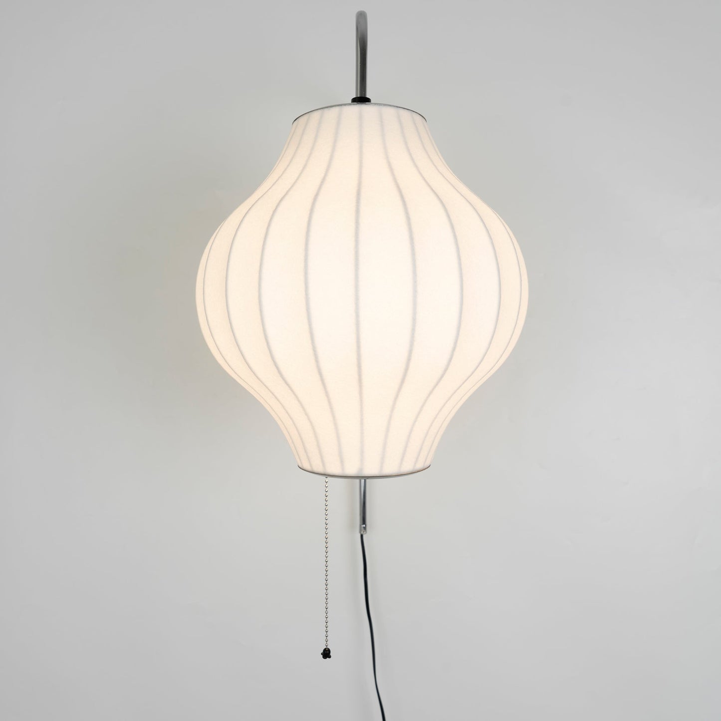 Wandlamp Zijden Kap Walnoot Metaal Wit Woonkamer Slaapkamer