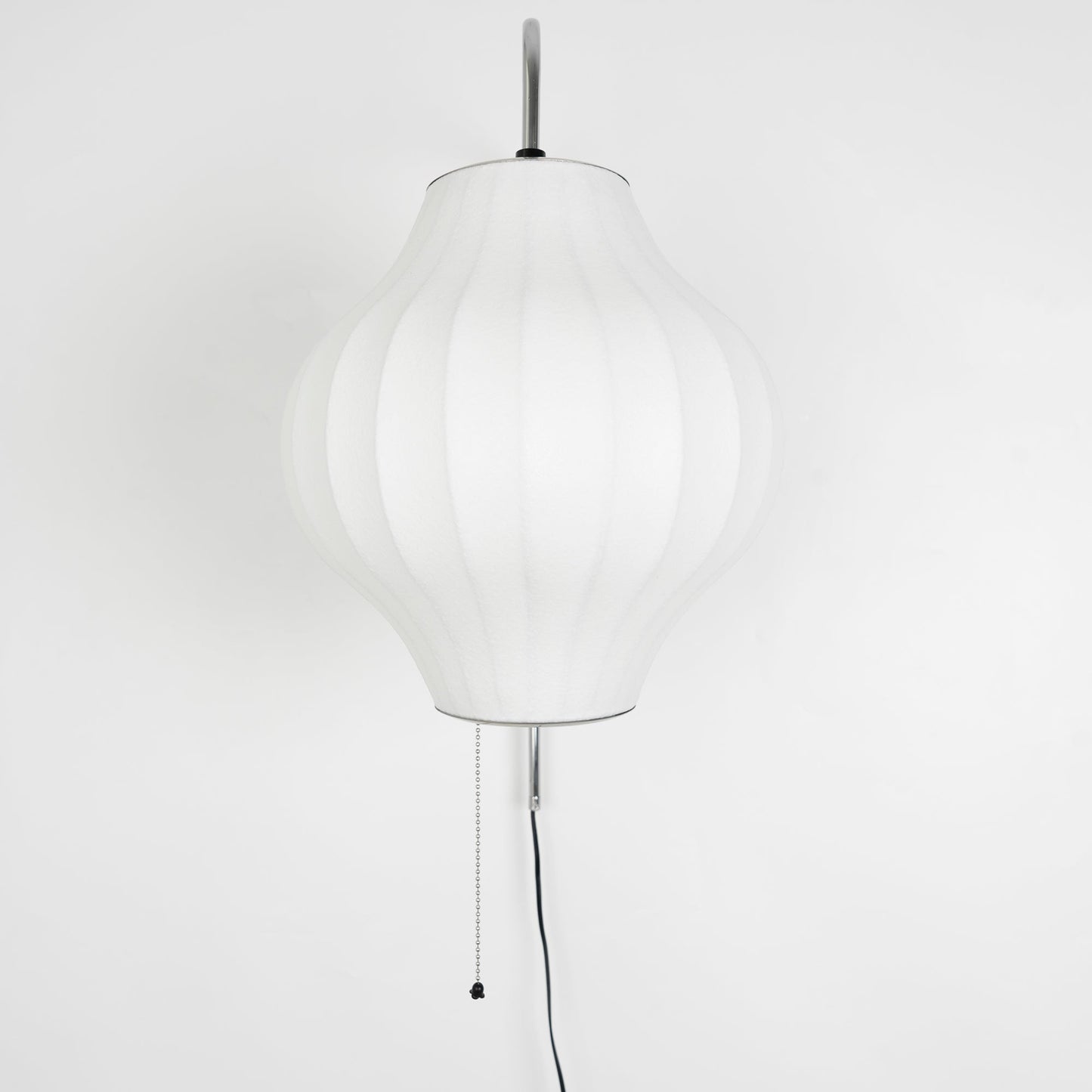 Wandlamp Zijden Kap Walnoot Metaal Wit Woonkamer Slaapkamer