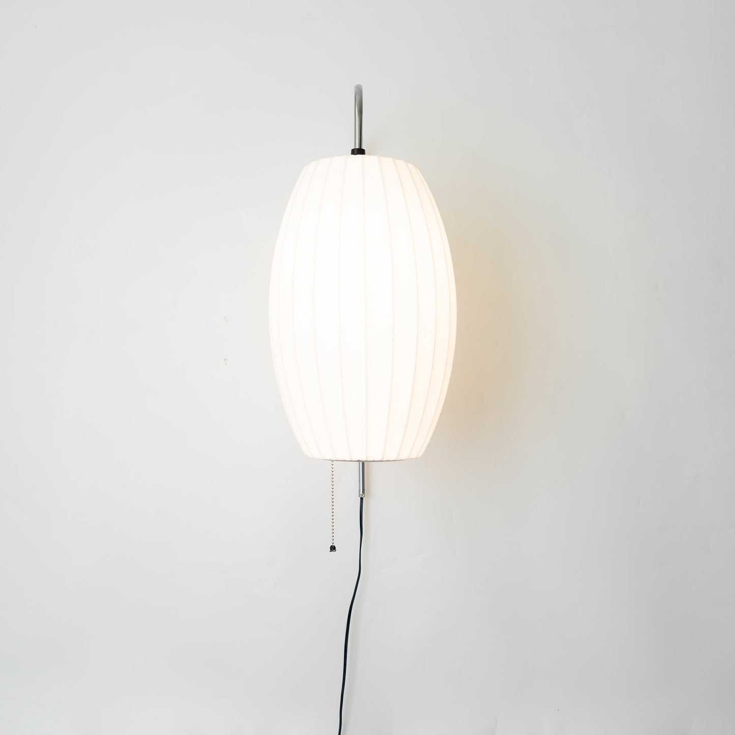 Wandlamp Zijden Kap Walnoot Metaal Wit Woonkamer Slaapkamer