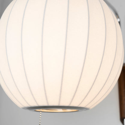Wandlamp Zijden Kap Walnoot Metaal Wit Woonkamer Slaapkamer