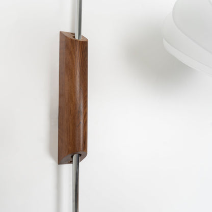 Wandlamp Zijden Kap Walnoot Metaal Wit Woonkamer Slaapkamer