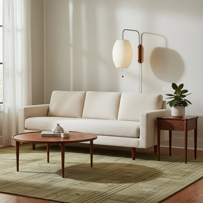 Wandlamp Nelson Bubble Polymeer Staalwire Walnoot Wit Mid-Century E27 4 Vormen Slaapkamer