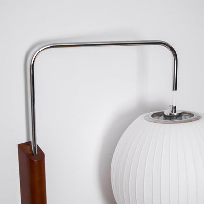 Wandlamp Zijden Kap Walnoot Metaal Wit Woonkamer Slaapkamer