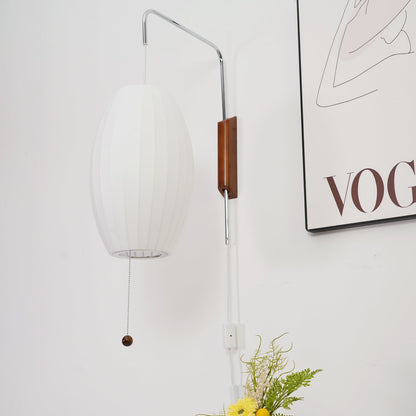Wandlamp met Scharnierende Kap - Plug-In - Verstelbare Lichtrichting - Scandinavisch Design - Walnoot Accent
