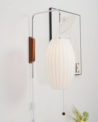 Wandlamp Nelson Bubble Polymeer Staalwire Walnoot Wit Mid-Century E27 4 Vormen Slaapkamer