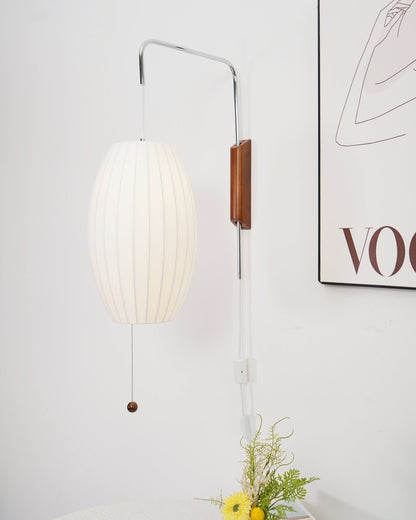 Wandlamp Nelson Bubble Polymeer Staalwire Walnoot Wit Mid-Century E27 4 Vormen Slaapkamer