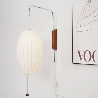 Wandlamp Nelson Bubble Polymeer Staalwire Walnoot Wit Mid-Century E27 4 Vormen Slaapkamer