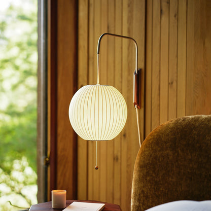 Wandlamp Nelson Bubble Polymeer Staalwire Walnoot Wit Mid-Century E27 4 Vormen Slaapkamer