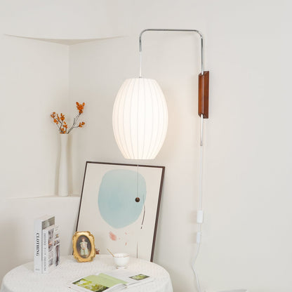 Wandlamp Nelson Bubble Polymeer Staalwire Walnoot Wit Mid-Century E27 4 Vormen Slaapkamer