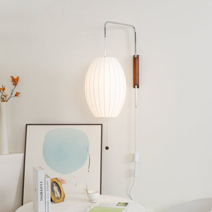 Wandlamp Nelson Bubble Polymeer Staalwire Walnoot Wit Mid-Century E27 4 Vormen Slaapkamer