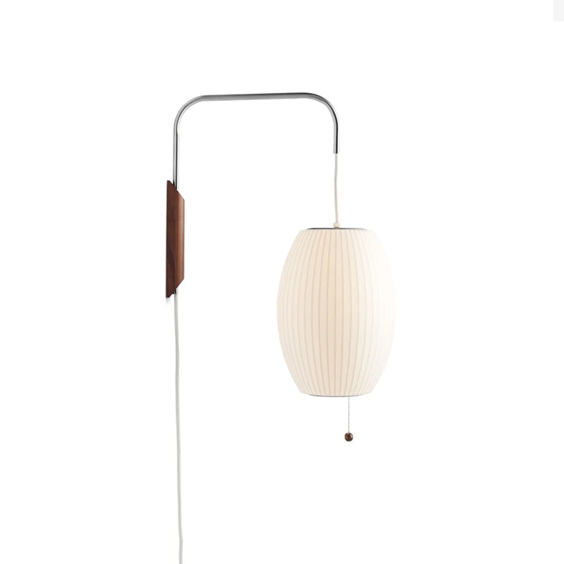 Wandlamp Nelson Bubble Polymeer Staalwire Walnoot Wit Mid-Century E27 4 Vormen Slaapkamer