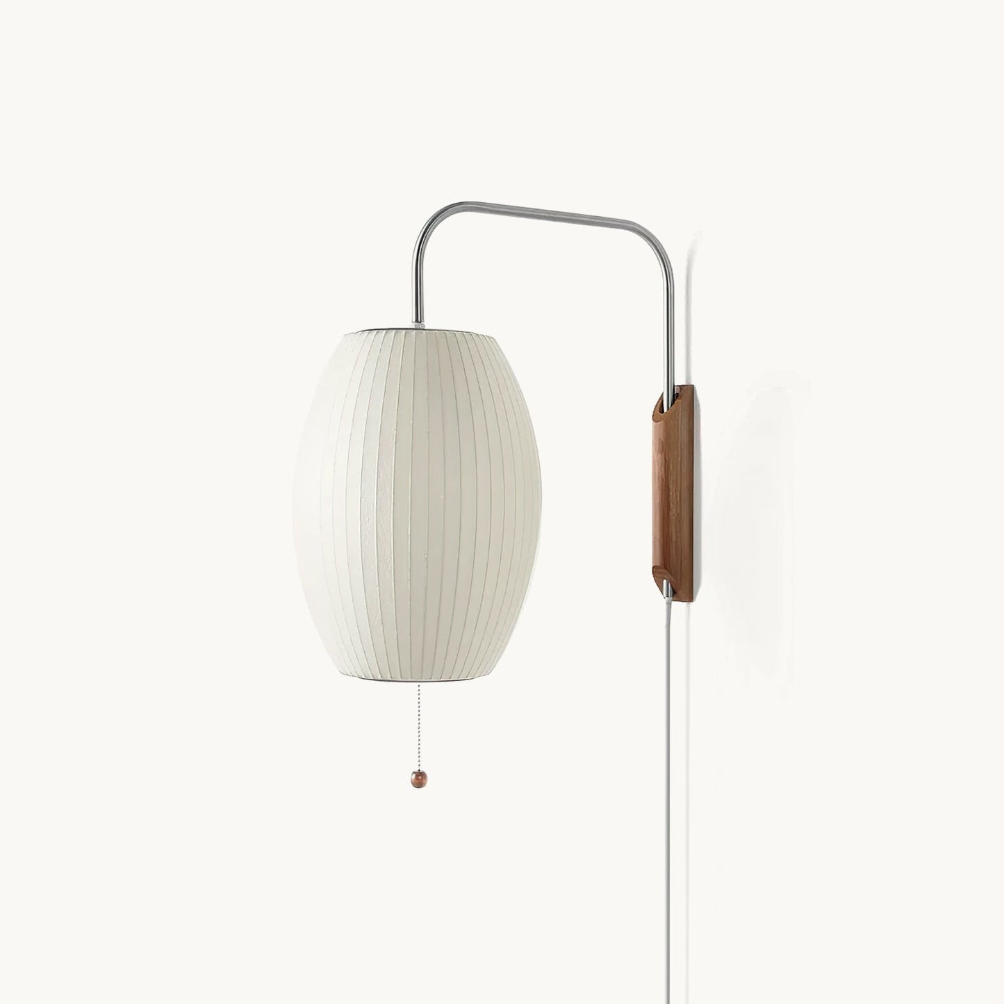 Wandlamp Nelson Bubble Polymeer Staalwire Walnoot Wit Mid-Century E27 4 Vormen Slaapkamer