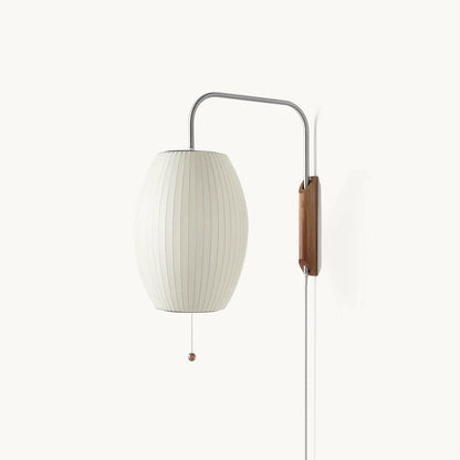 Wandlamp Nelson Bubble Polymeer Staalwire Walnoot Wit Mid-Century E27 4 Vormen Slaapkamer