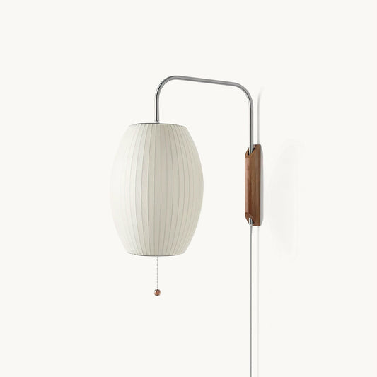 Wandlamp Nelson Bubble Polymeer Staalwire Walnoot Wit Mid-Century E27 4 Vormen Slaapkamer