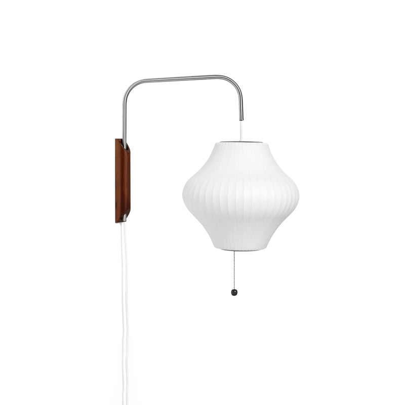 Wandlamp Nelson Bubble Polymeer Staalwire Walnoot Wit Mid-Century E27 4 Vormen Slaapkamer