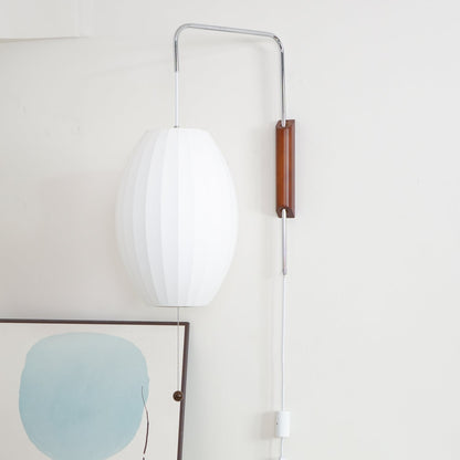 Wandlamp Nelson Bubble Polymeer Staalwire Walnoot Wit Mid-Century E27 4 Vormen Slaapkamer