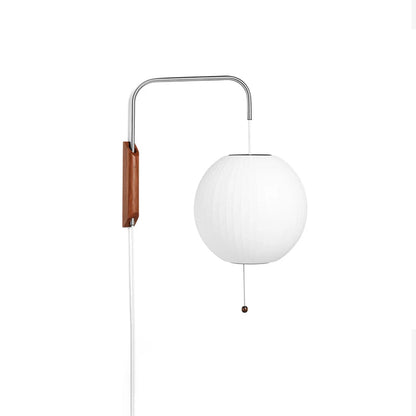 Wandlamp Nelson Bubble Polymeer Staalwire Walnoot Wit Mid-Century E27 4 Vormen Slaapkamer