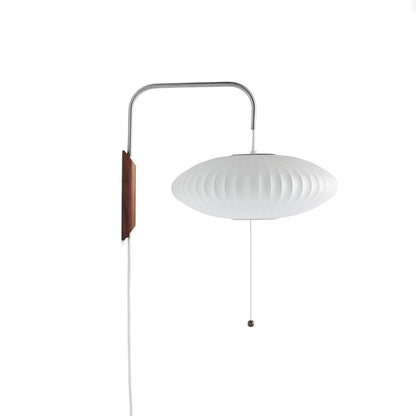 Wandlamp met Scharnierende Kap - Plug-In - Verstelbare Lichtrichting - Scandinavisch Design - Walnoot Accent
