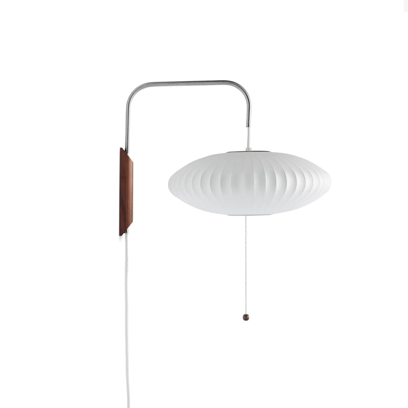 Wandlamp Nelson Bubble Polymeer Staalwire Walnoot Wit Mid-Century E27 4 Vormen Slaapkamer
