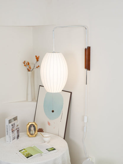 Wandlamp Nelson Bubble Polymeer Staalwire Walnoot Wit Mid-Century E27 4 Vormen Slaapkamer