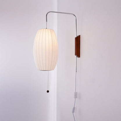 Wandlamp Nelson Bubble Polymeer Staalwire Walnoot Wit Mid-Century E27 4 Vormen Slaapkamer
