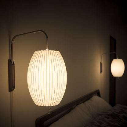 Wandlamp Nelson Bubble Polymeer Staalwire Walnoot Wit Mid-Century E27 4 Vormen Slaapkamer