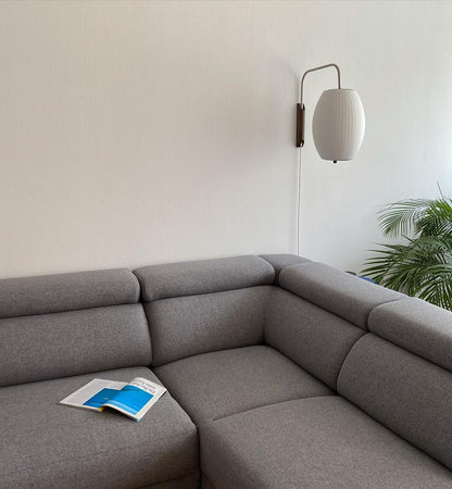 Wandlamp Zijden Kap Walnoot Metaal Wit Woonkamer Slaapkamer