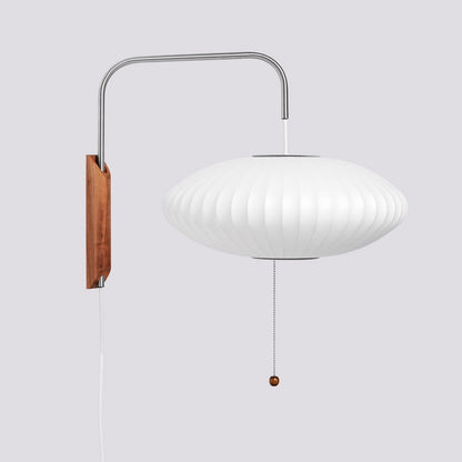 Wandlamp met Scharnierende Kap - Plug-In - Verstelbare Lichtrichting - Scandinavisch Design - Walnoot Accent