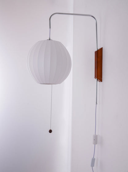 Wandlamp Nelson Bubble Polymeer Staalwire Walnoot Wit Mid-Century E27 4 Vormen Slaapkamer