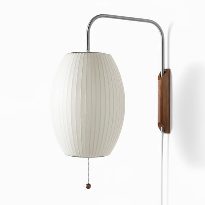 Wandlamp Nelson Bubble Polymeer Staalwire Walnoot Wit Mid-Century E27 4 Vormen Slaapkamer