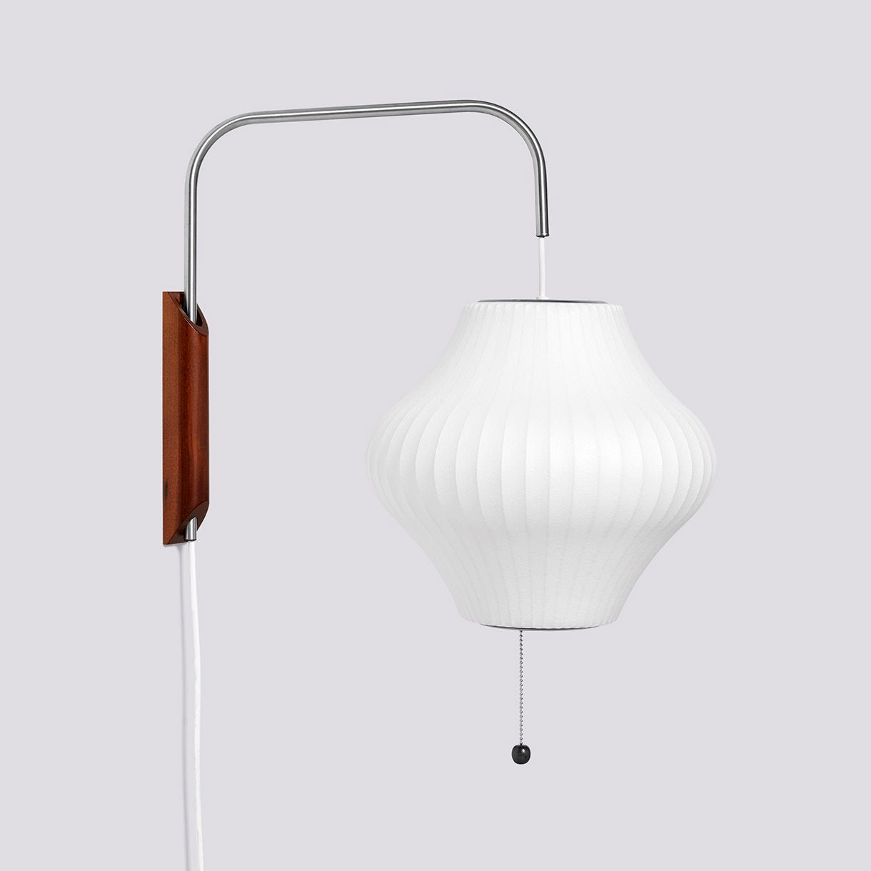Wandlamp Nelson Bubble Polymeer Staalwire Walnoot Wit Mid-Century E27 4 Vormen Slaapkamer