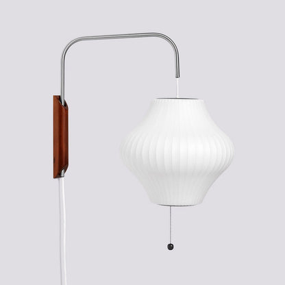 Wandlamp met Scharnierende Kap - Plug-In - Verstelbare Lichtrichting - Scandinavisch Design - Walnoot Accent