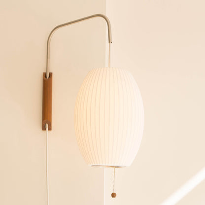 Wandlamp Nelson Bubble Polymeer Staalwire Walnoot Wit Mid-Century E27 4 Vormen Slaapkamer