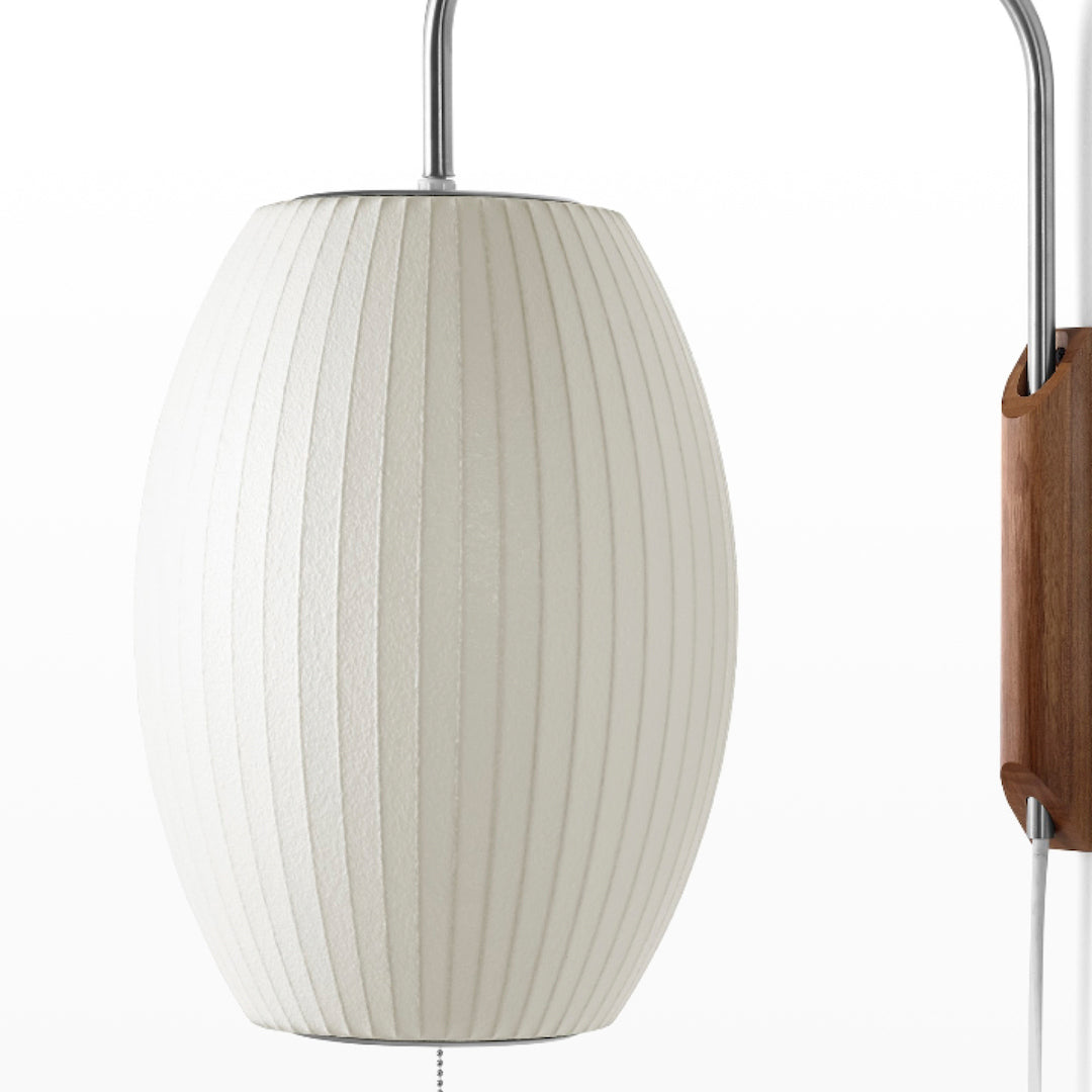 Wandlamp Nelson Bubble Polymeer Staalwire Walnoot Wit Mid-Century E27 4 Vormen Slaapkamer