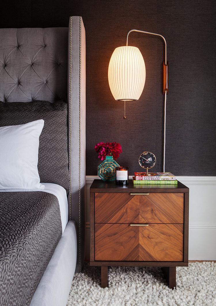 Wandlamp Zijden Kap Walnoot Metaal Wit Woonkamer Slaapkamer