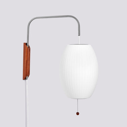 Wandlamp met Scharnierende Kap - Plug-In - Verstelbare Lichtrichting - Scandinavisch Design - Walnoot Accent