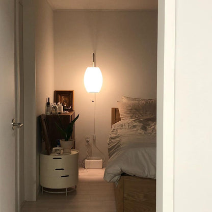 Wandlamp Zijden Kap Walnoot Metaal Wit Woonkamer Slaapkamer