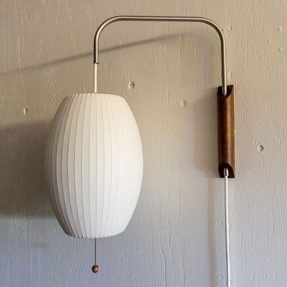 Wandlamp Nelson Bubble Polymeer Staalwire Walnoot Wit Mid-Century E27 4 Vormen Slaapkamer