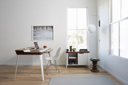 Wandlamp Zijden Kap Walnoot Metaal Wit Woonkamer Slaapkamer