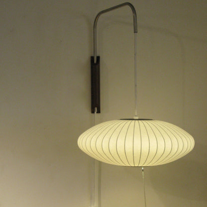 Wandlamp Zijden Kap Walnoot Metaal Wit Woonkamer Slaapkamer