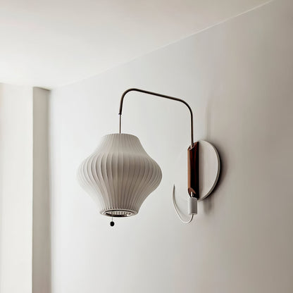Wandlamp Nelson Bubble Polymeer Staalwire Walnoot Wit Mid-Century E27 4 Vormen Slaapkamer